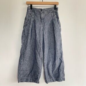 OSKA 505 Wide Leg Linen Trouser Gray Pleated Baggy Pants Womens Size 0